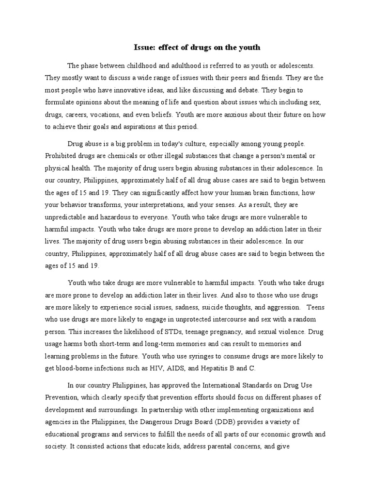 Effect of Drugs To Young Adults | PDF | Adolescence | Substance Abuse