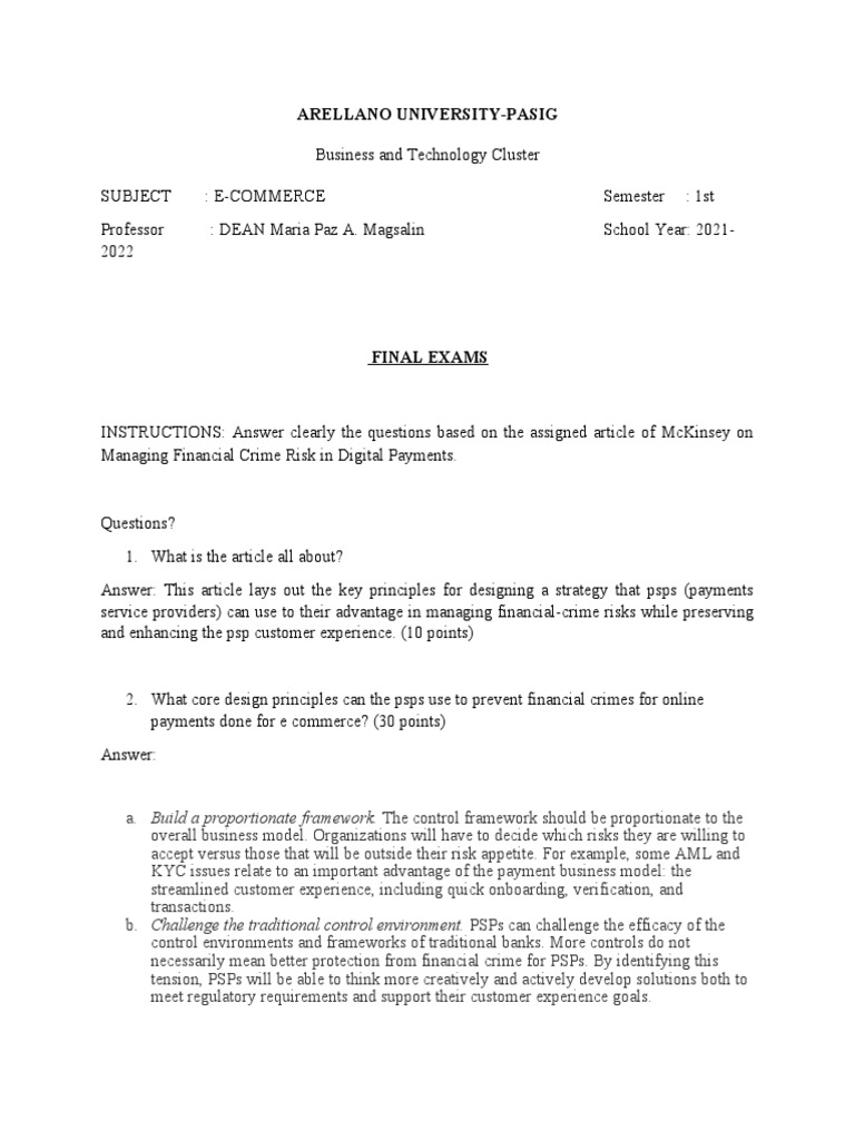 Final Exams PDF Risk Risk Management