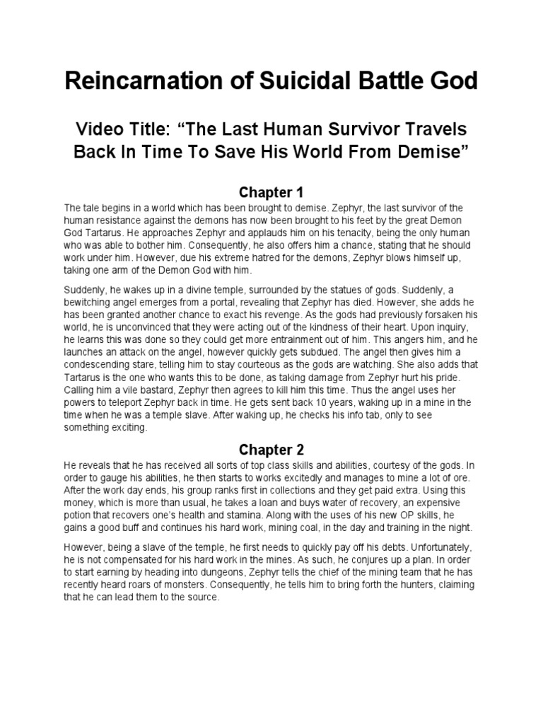 Reincarnation of Suicidal Battle God Recap Script | PDF
