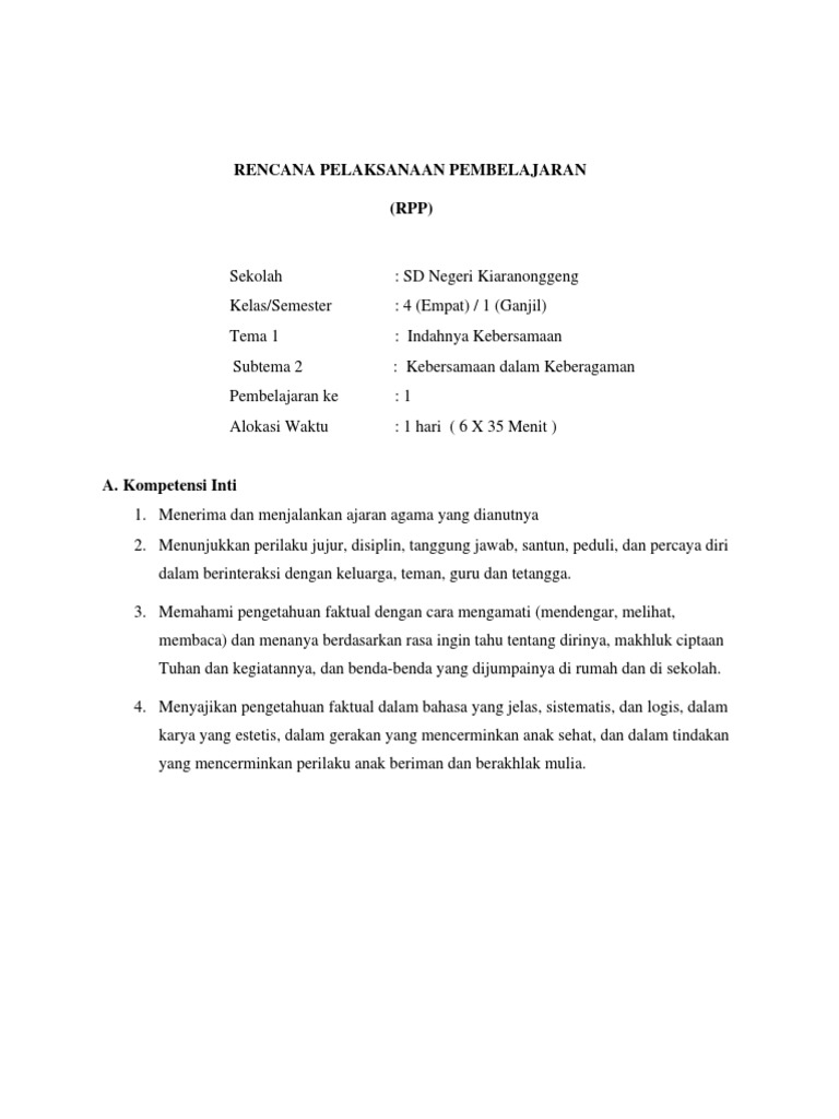 RPP KELAS 4 UKIN-dikonversi | PDF | Seni & Disiplin Bahasa