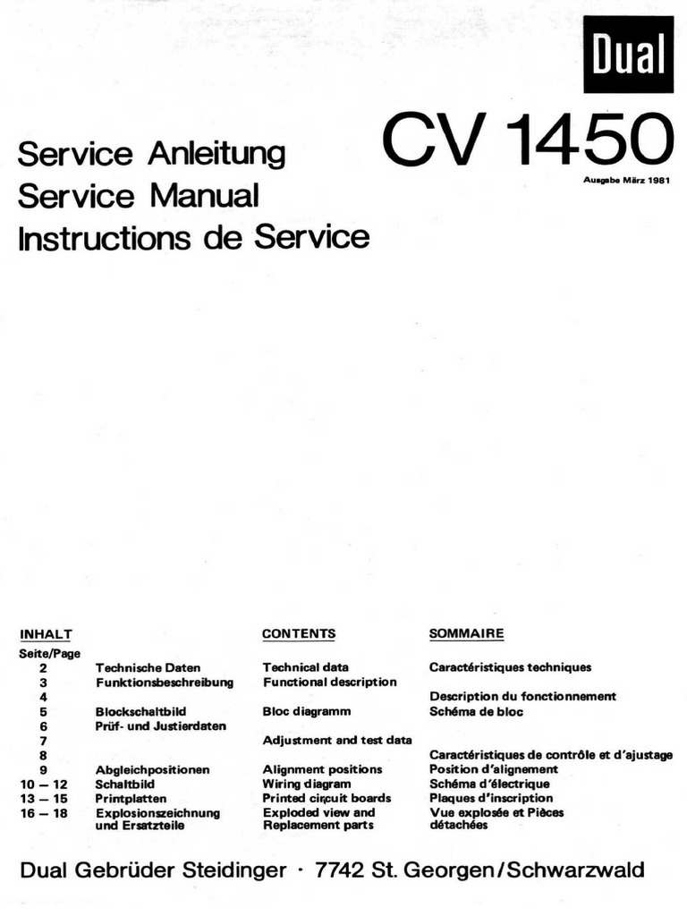 Dual CV 1450 | PDF