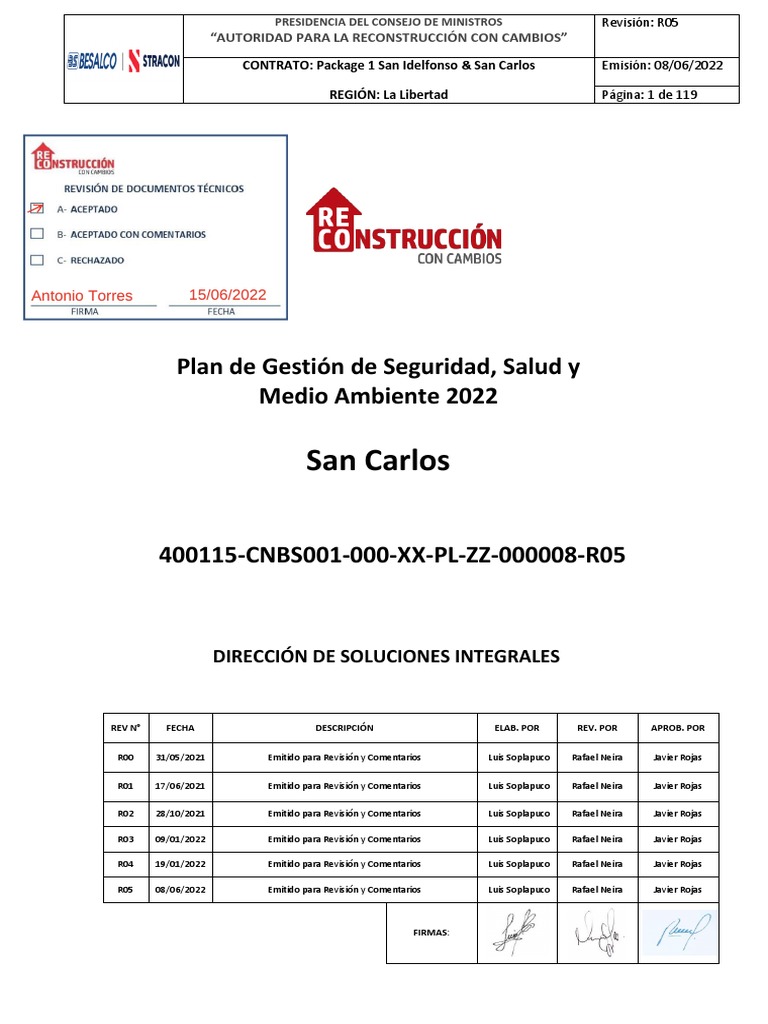 Plan de Gestión SSOMA 2022 | PDF | Dique | Seguridad y salud ocupacional