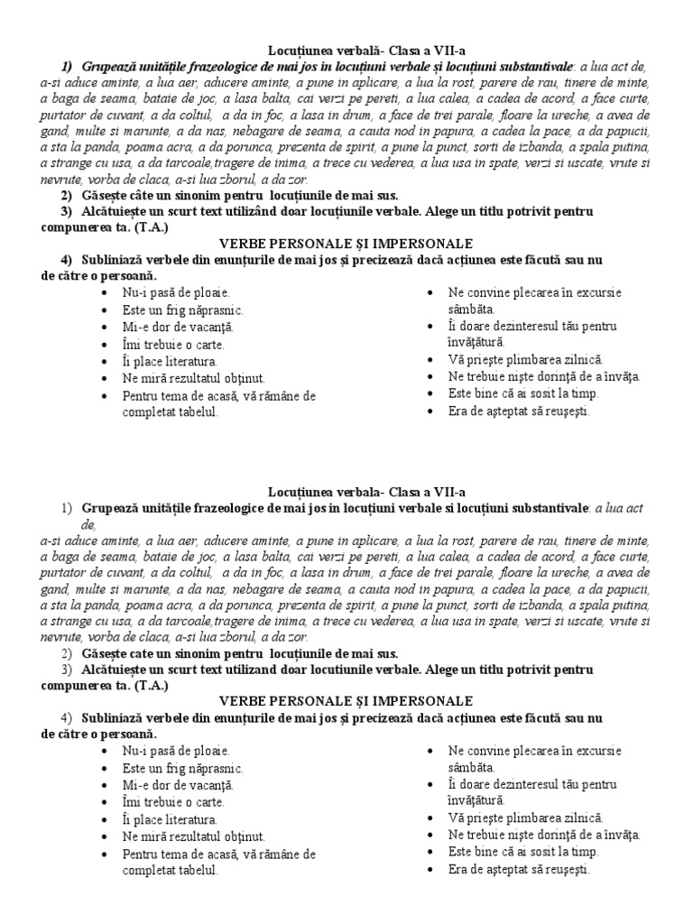 Locutiunea - Verbala cl7 | PDF
