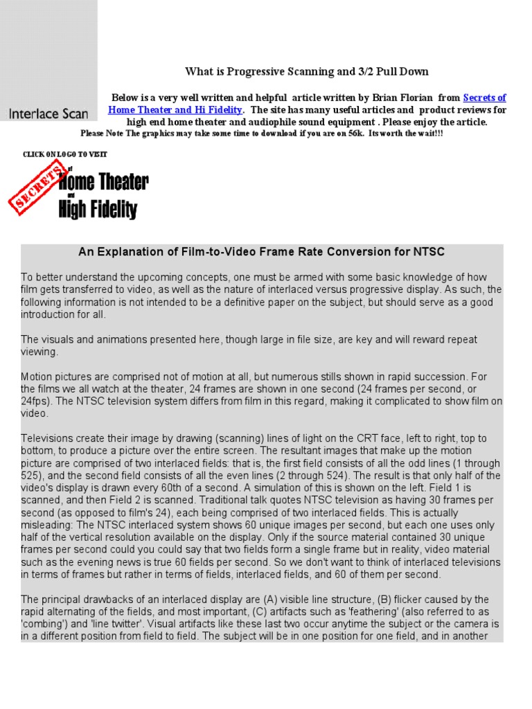 What Is Progressive Scanning and 3 PDF Video Film Frame