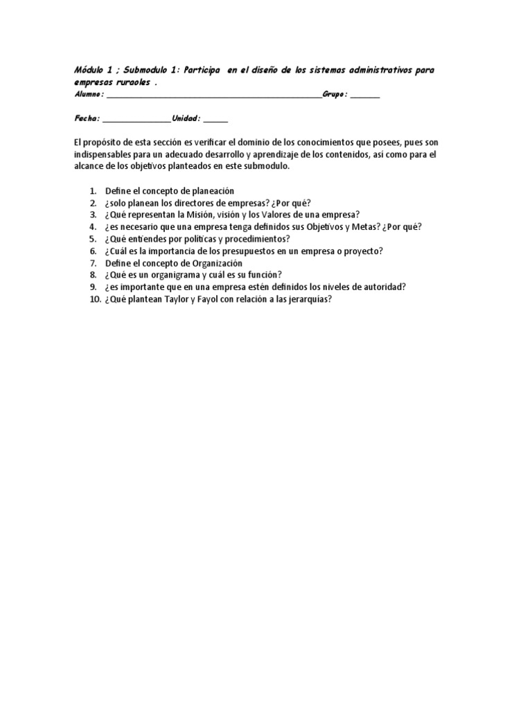 Diagnostico, Submodulo 1 | PDF