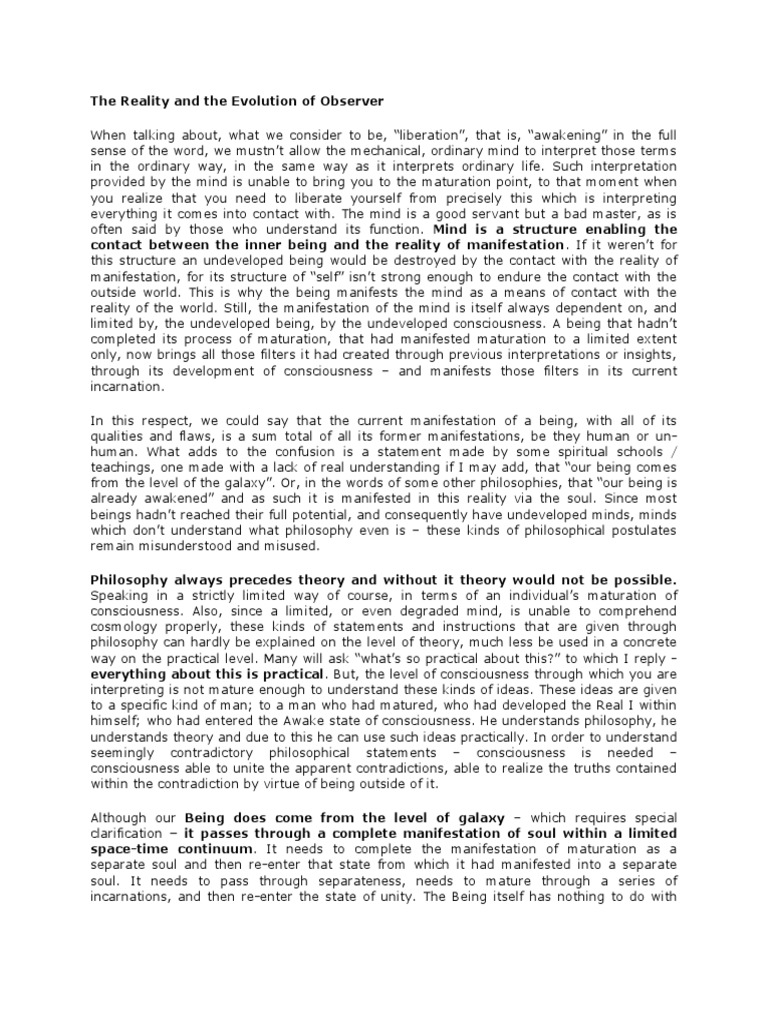 Understanding Observer's Soul Fetters | PDF | Mind | Consciousness