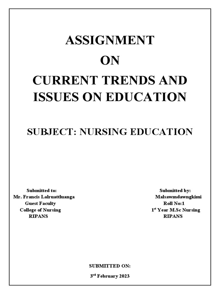 Current Trends and Issues in Education PDF Teachers Educational