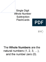 Single Digit Whole Number Subtraction FlashCards