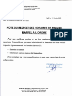 Note Horaire de Travail