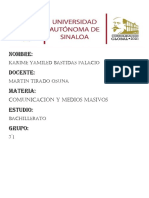 Nombre: Docente: Materia: Estudio: Grupo:: Comunicación y Medios Masivos