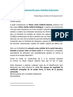 Carta de Autorización para Trámites Bancarios