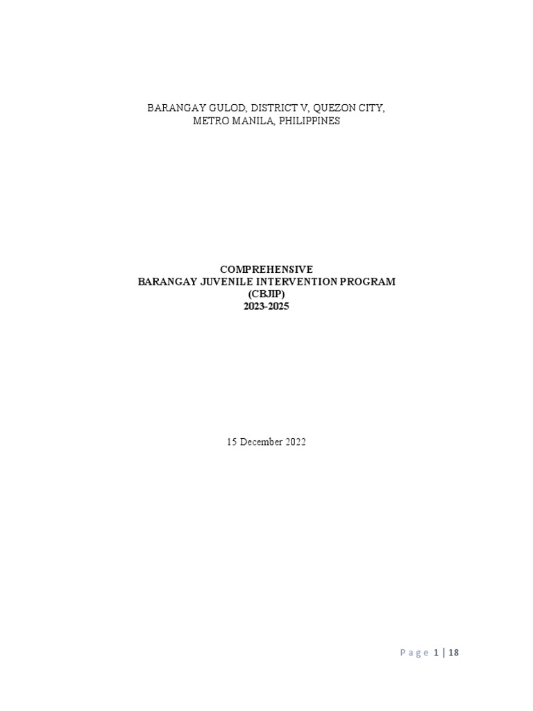 CBJIP for Barangay Gulod 2023-2025 | PDF | Child Protection | Children ...