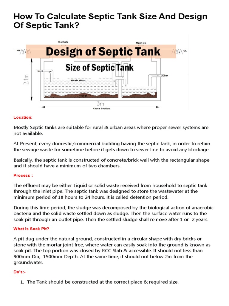 How To Calculate Septic Tank Capacity