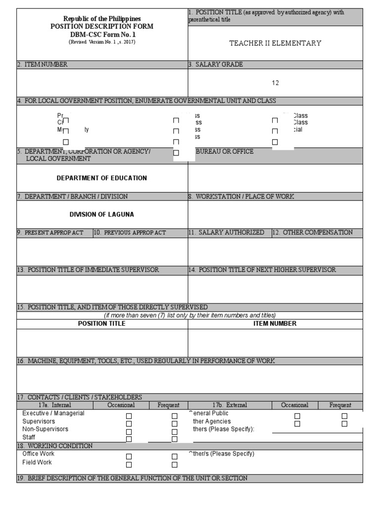 Position Description Form Template | PDF | Teachers | Lesson Plan