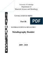 Metallography Booklet: Department of Materials Science and Metallurgy