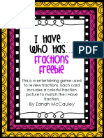 I Have Who Has : Fractions Freebie