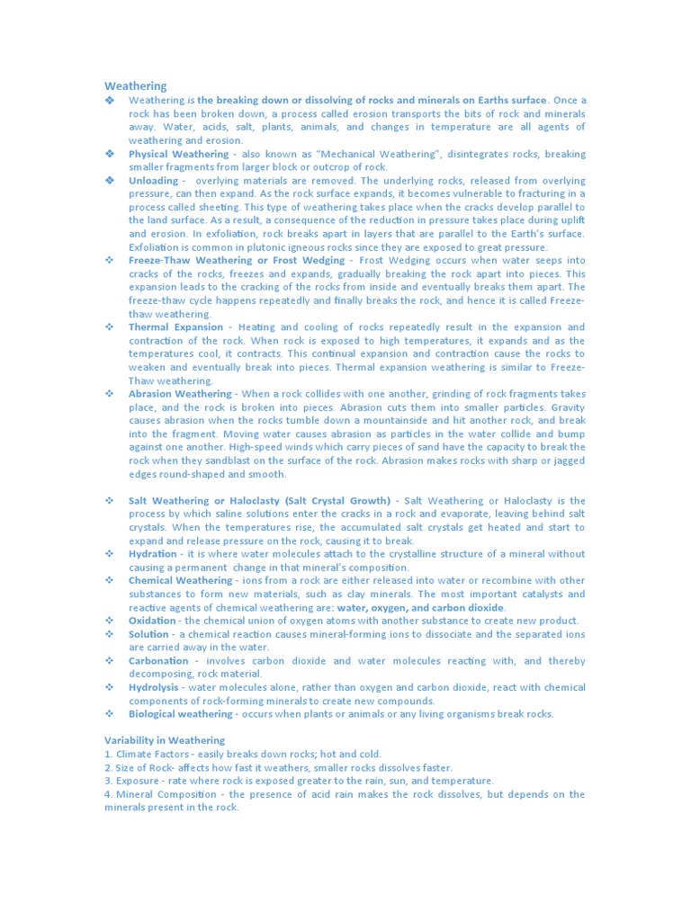 Weathering and Mass Wasting Processes | PDF | Plate Tectonics | Fault ...