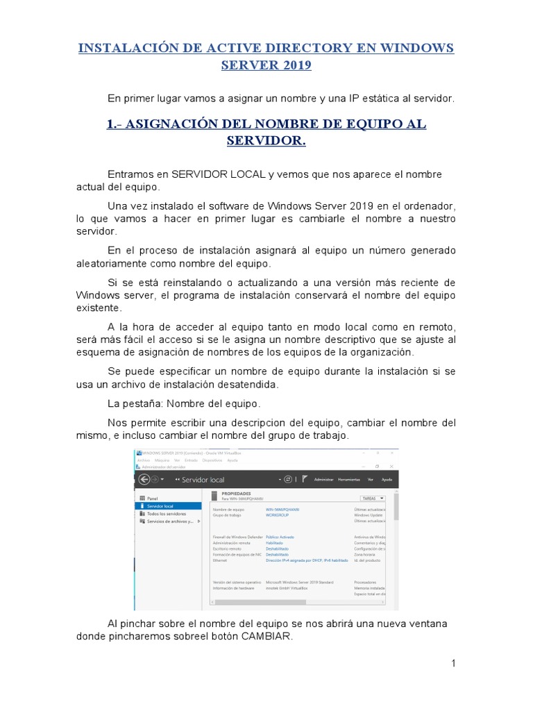 Instalar Active Directory en Windows 2019 | PDF | Directorio Activo ...