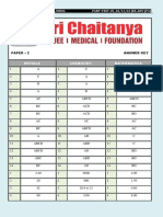 Sri Chaitanya IIT Academy Front Page New Pattern - Advance Pattern Paper - 2 - Answer Key