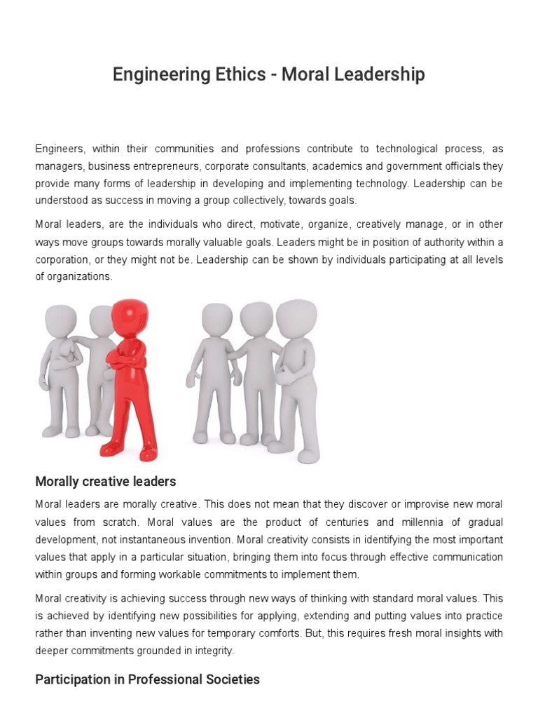 Moral Leadership in Engineering Ethics | PDF | Leadership | Engineer