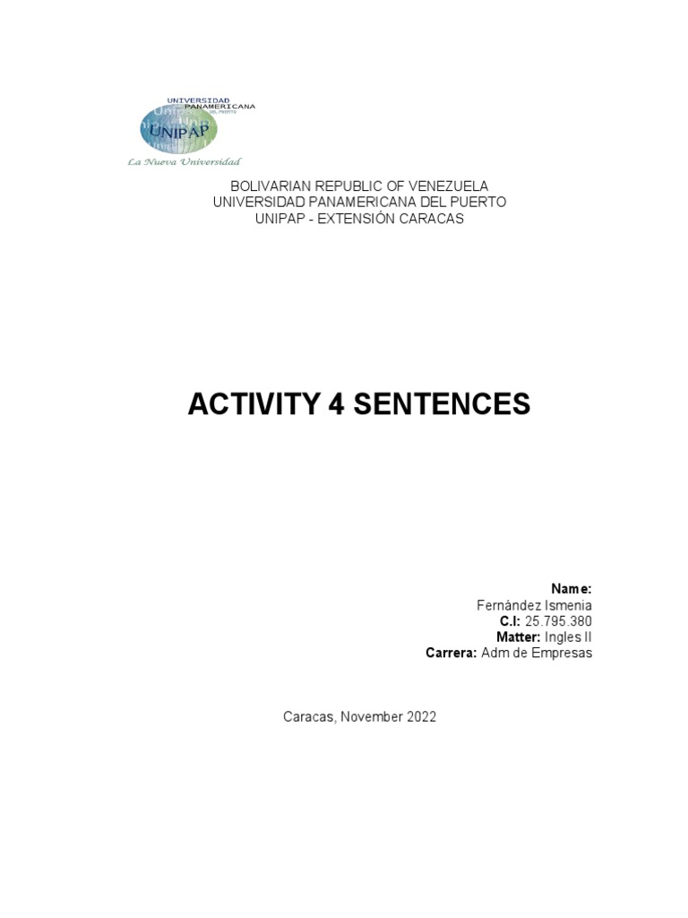 Activity 4 Sentences | PDF