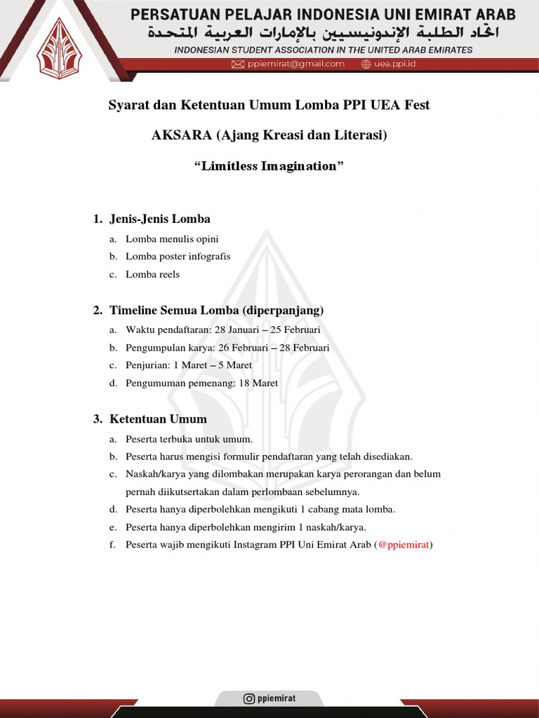 Pedoman Lomba 'Aksara' Ppi Uea | PDF