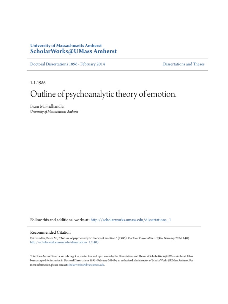 Outline of Psychoanalytic Theory of Emotion | PDF | Psychoanalysis ...