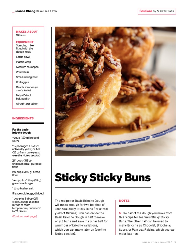 Brioche Sticky Buns Joanne Chang PDF Baker's Yeast Flour