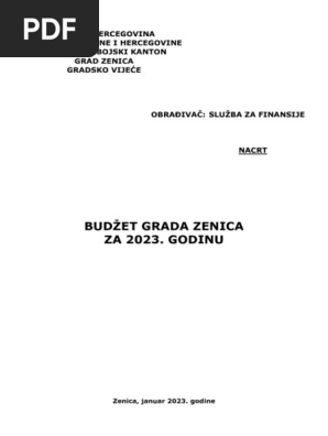 Tacka 3. A) Nacrt Budzeta Grada Zenica Za 2023. Godinu | PDF