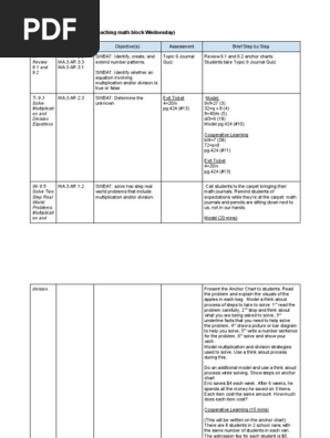 week 6 math plans
