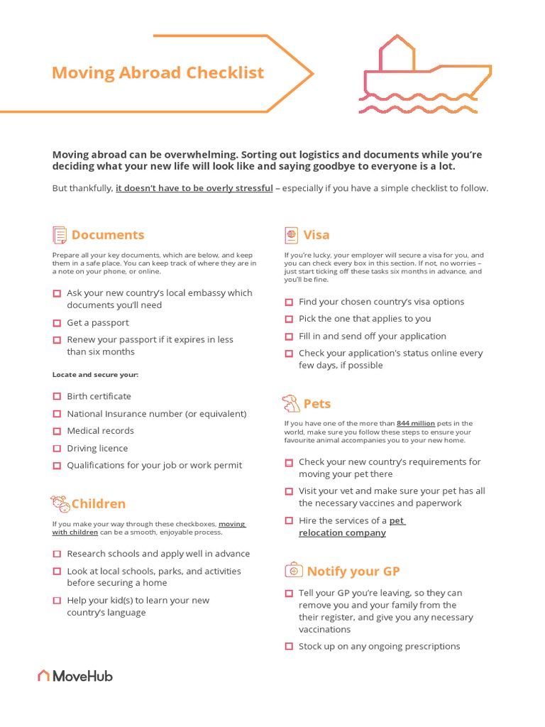 Essential Checklist for Moving Abroad | PDF | Travel Visa | Insurance