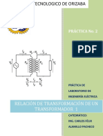 Practica 2. Relación de Transformación de Un Transformador 1