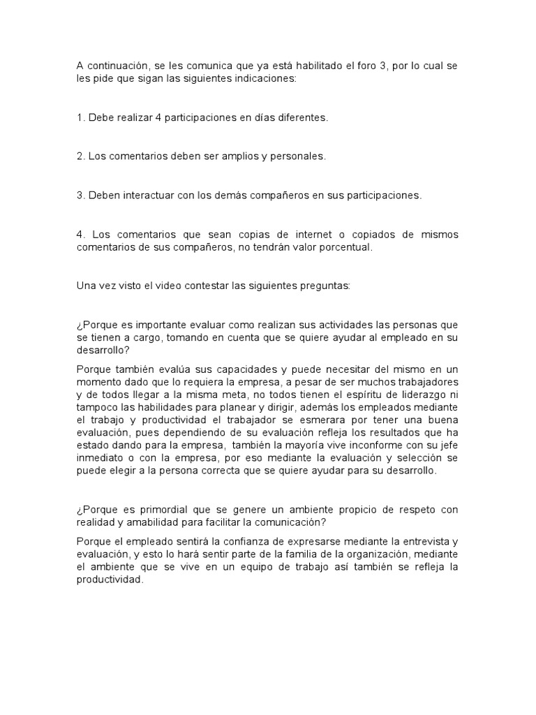 Foro 3 | PDF | Crecimiento personal y profesional | Negocios
