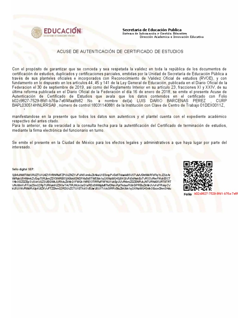 Edu a ion acuse de autenticaci n de certificado de estudios pdf