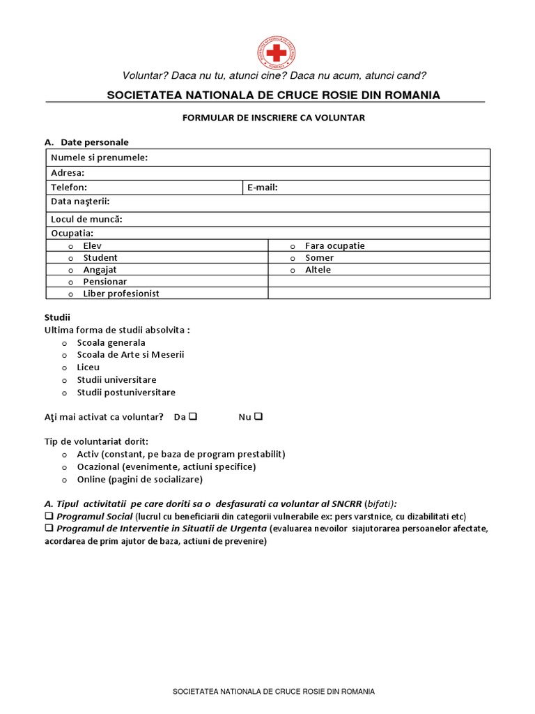 Formular De Inscriere PDF