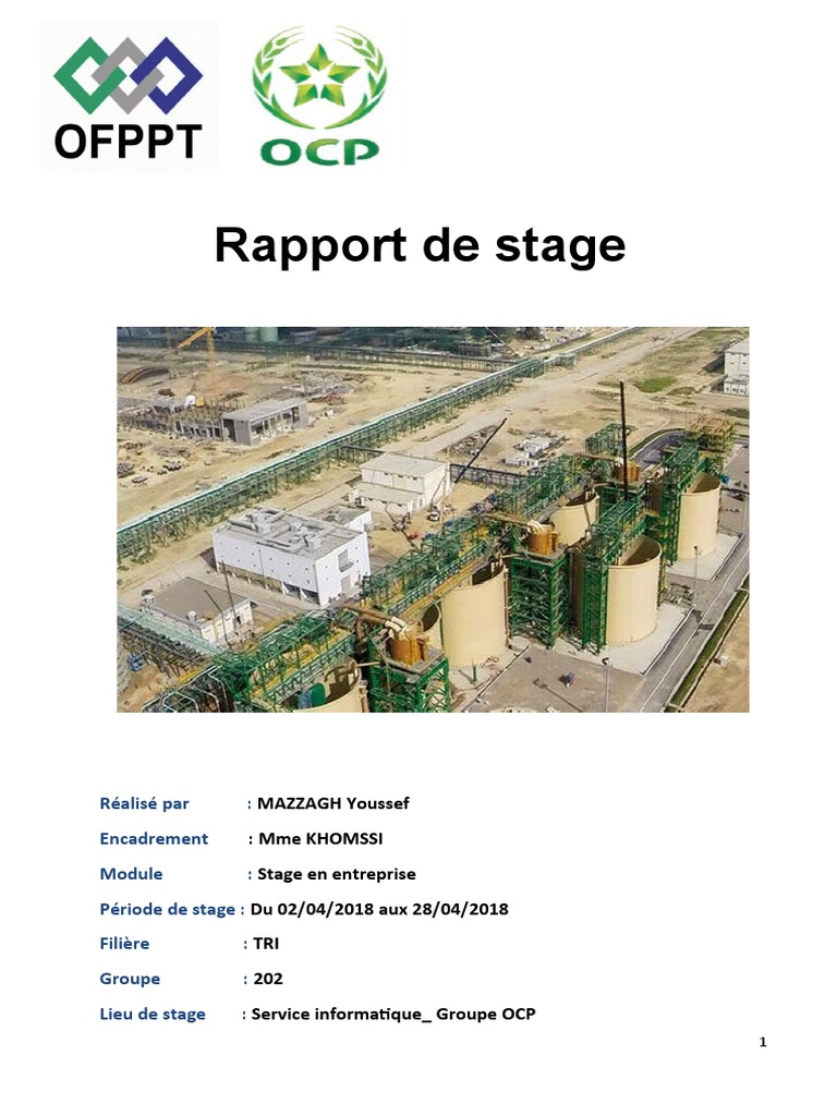Rapport de stage au Groupe OCP Khouribga | PDF | Topologie de réseau ...