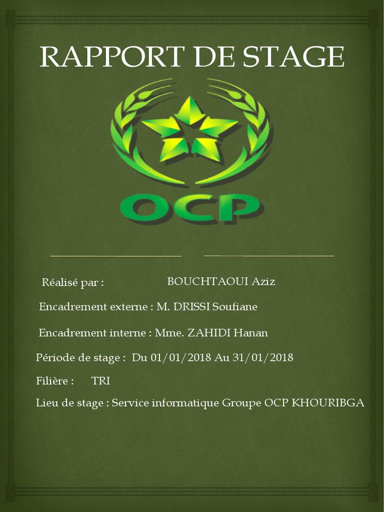 Rapport de Stage au Service Informatique OCP | PDF | Itil | Réseau ...