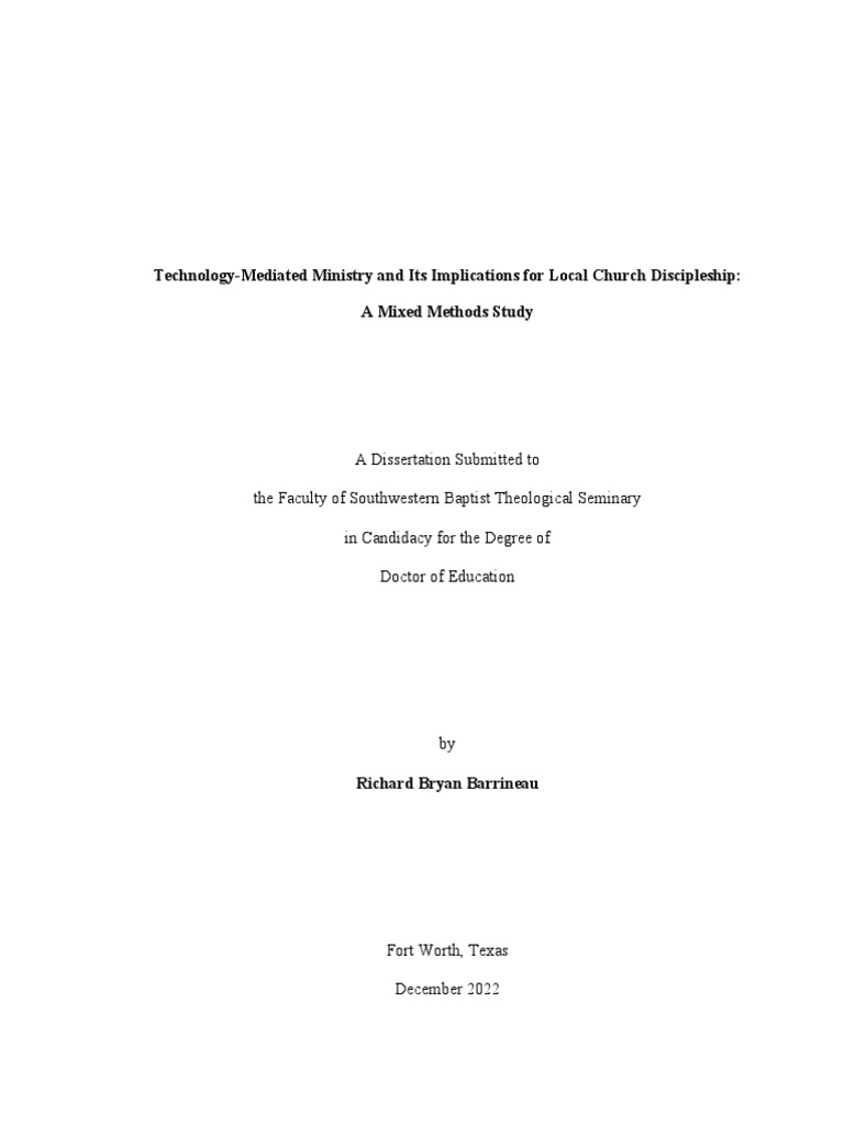 Barrineau, R. B. (2022) - Technology-Mediated Ministry and Its ...