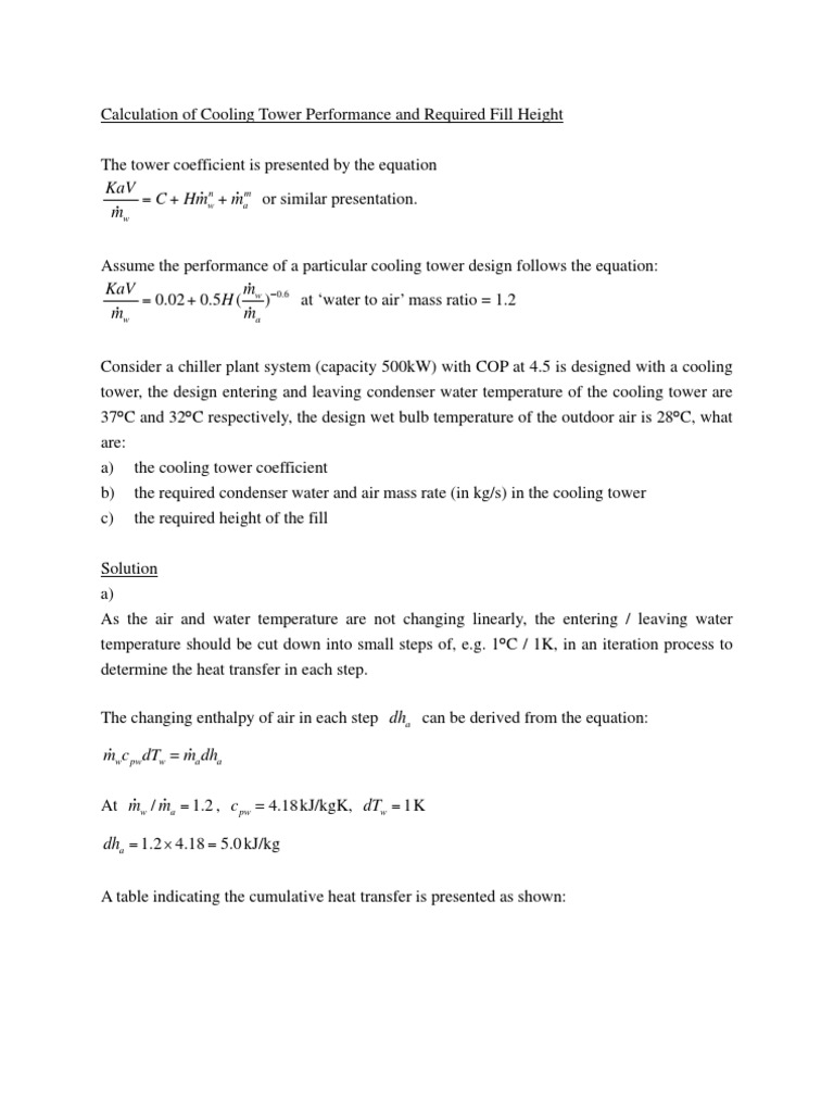 Worked Example For Cooling Tower | PDF | Science & Mathematics