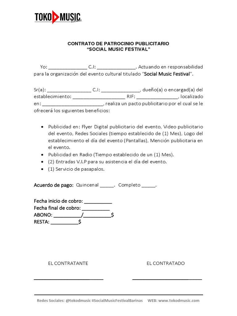 Contrato de Patrocinio Publicitario PDF
