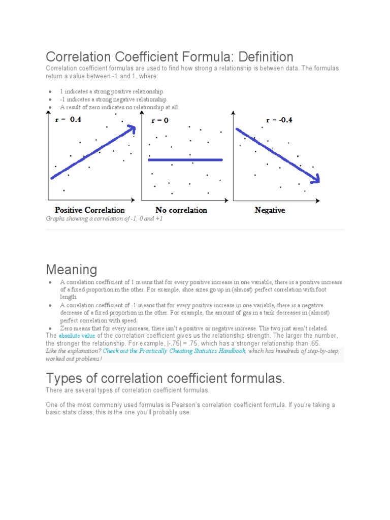 Correlation Coefficient Formula | PDF | Statistics | Statistical Theory