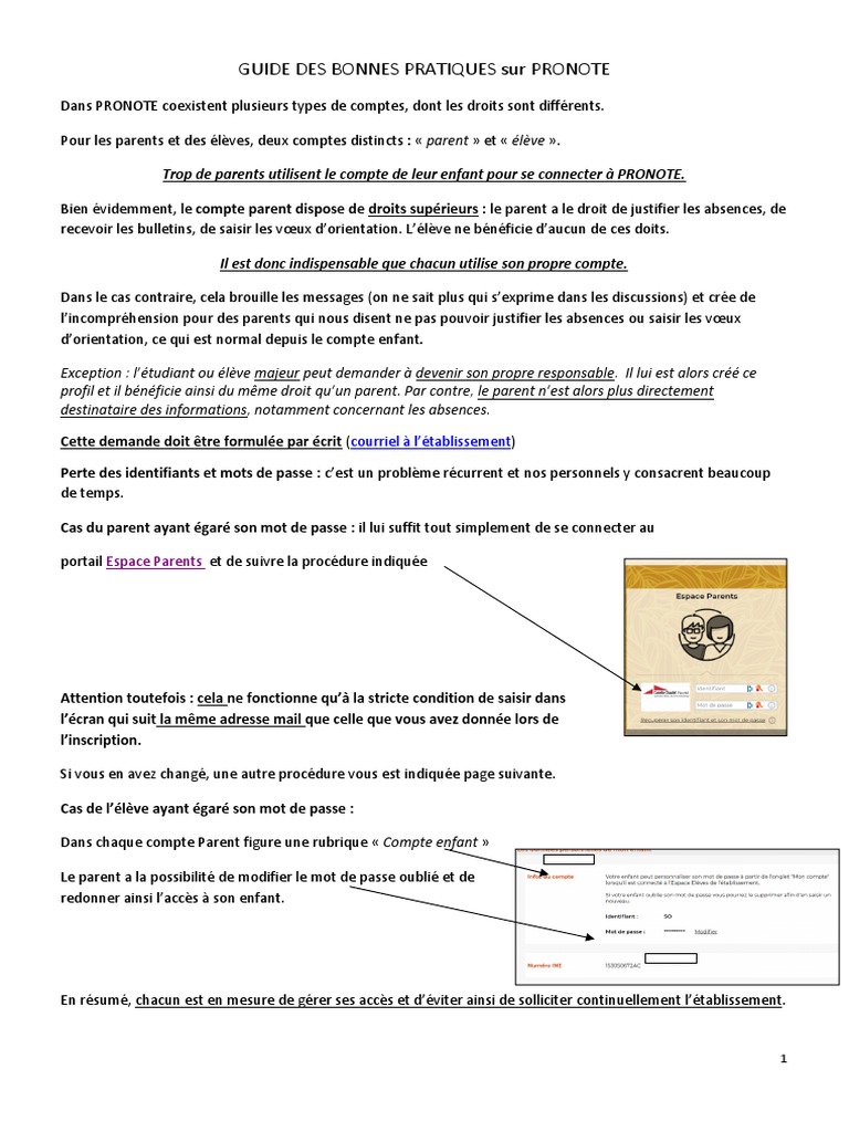 Guide Pratique PRONOTE 2024-2025 | PDF