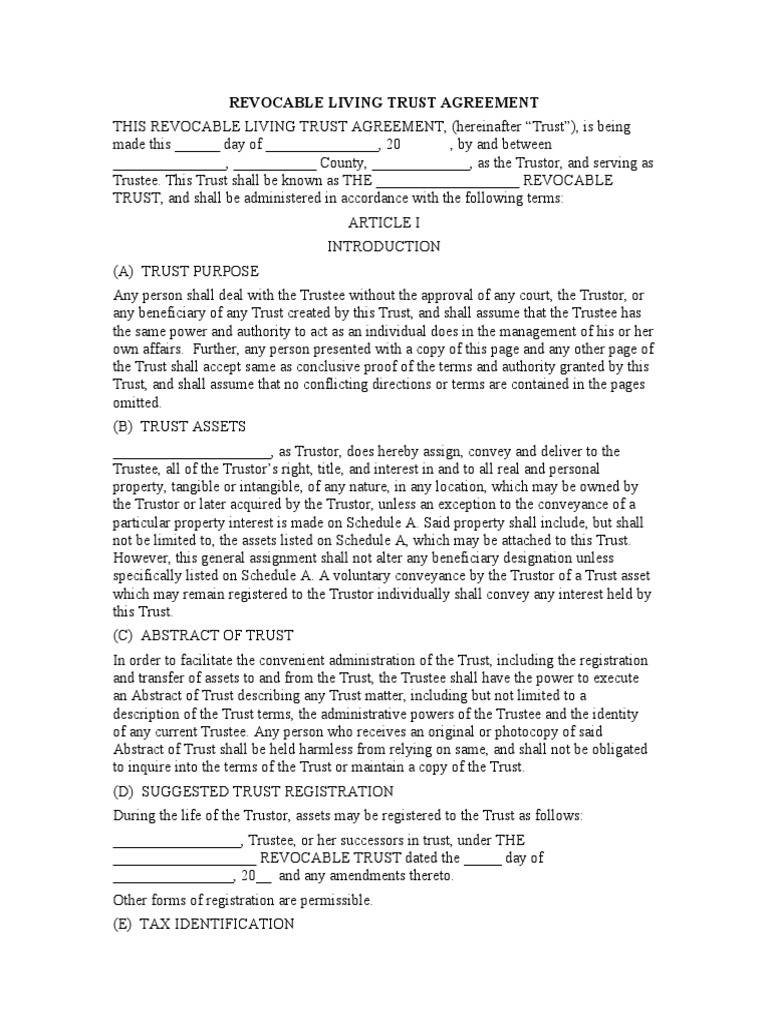 tax id for revocable living trust