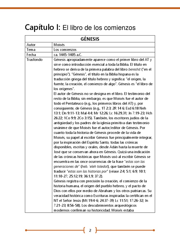 Capitulo 1 Panorama Del Antiguo Testamento Pdf Libro Del Génesis 