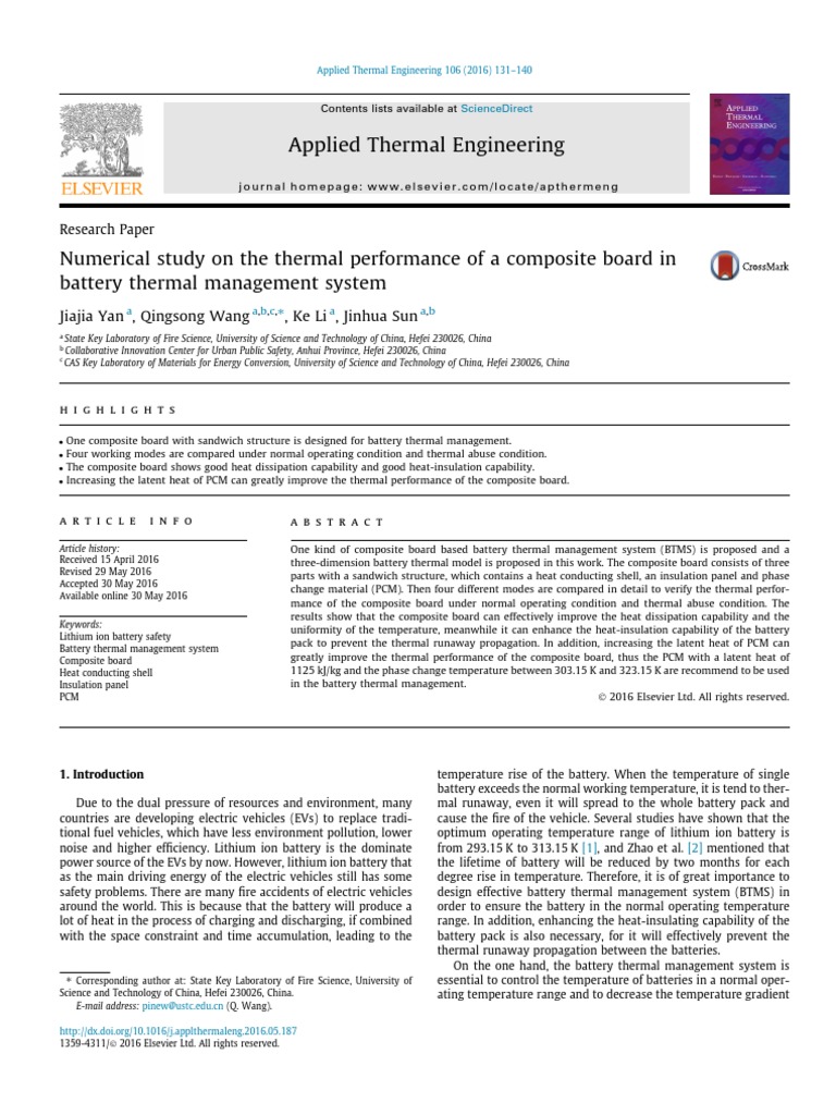 Composite Board for Battery Thermal Management | PDF | Heat Transfer ...