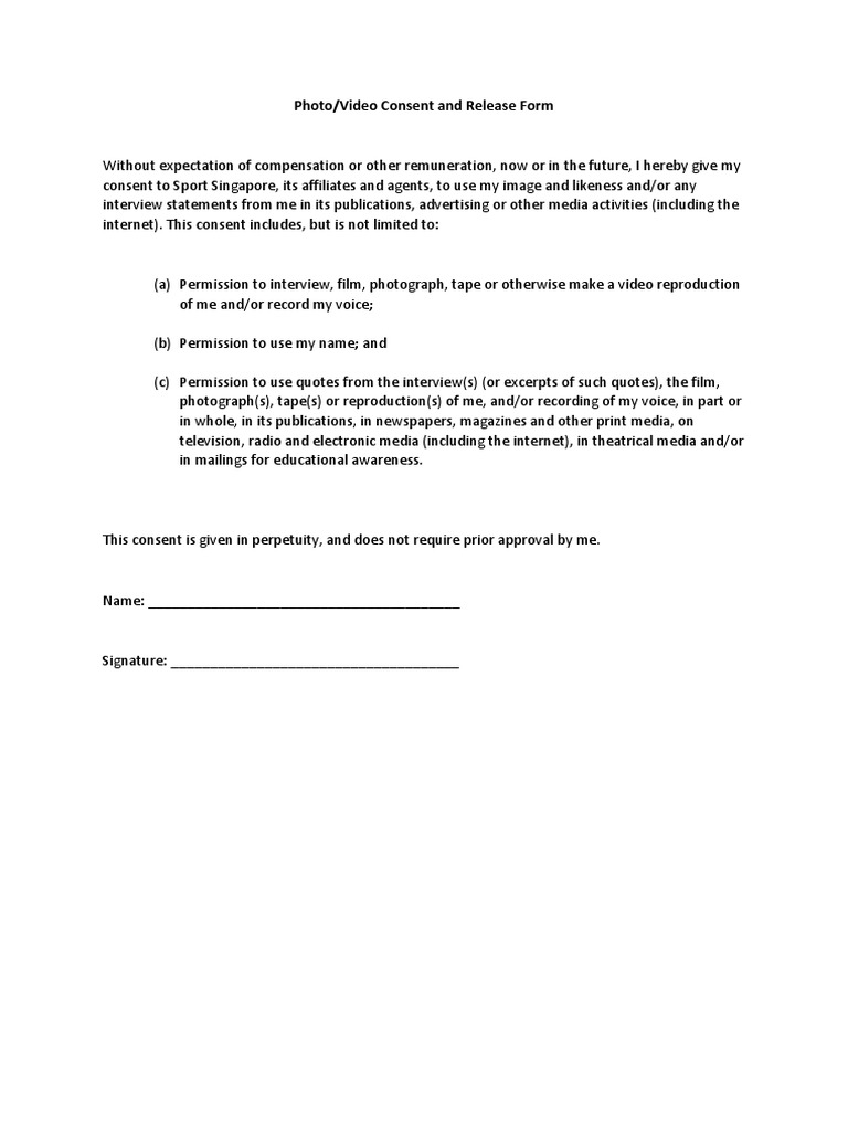 PDPA - Photo Video Release Consent Form | PDF