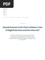 Should Parents Limit Their Children's Use of Digital Devices and The Internet - Technology Article