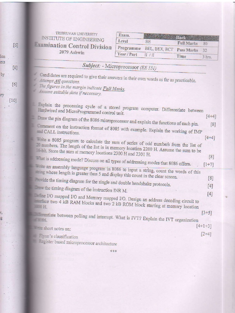 Microprocessor Past Exam Questions | PDF | Central Processing Unit ...