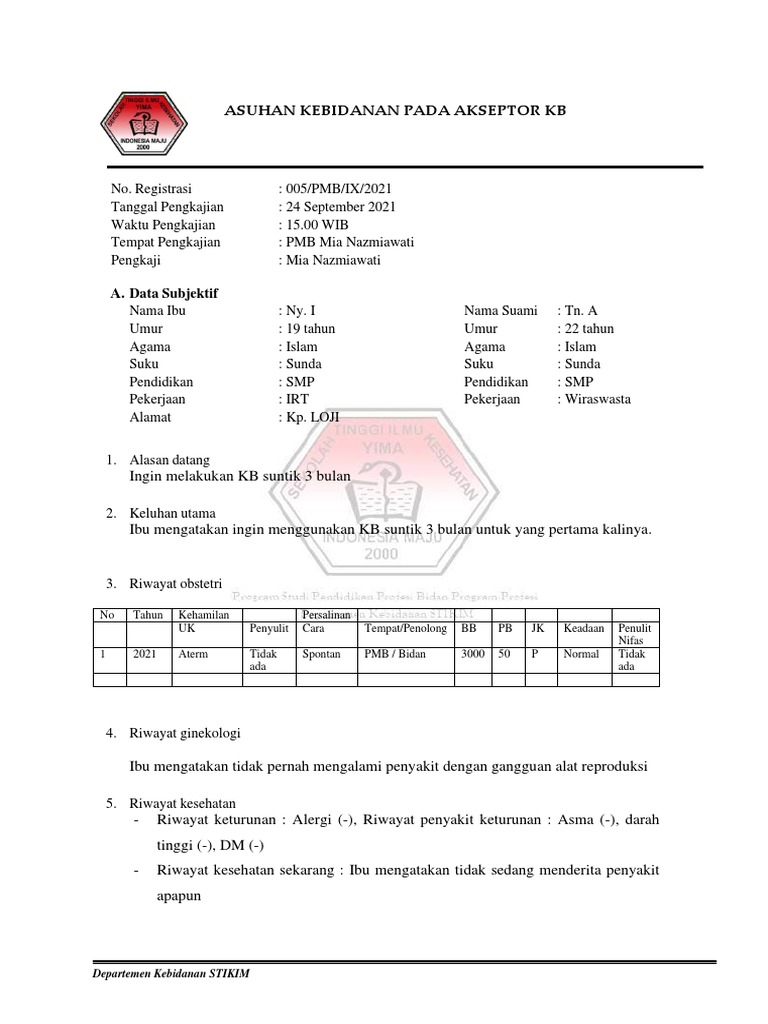 Soap KB Suntik 3 Bulan 5 | PDF | Kesehatan Holistik