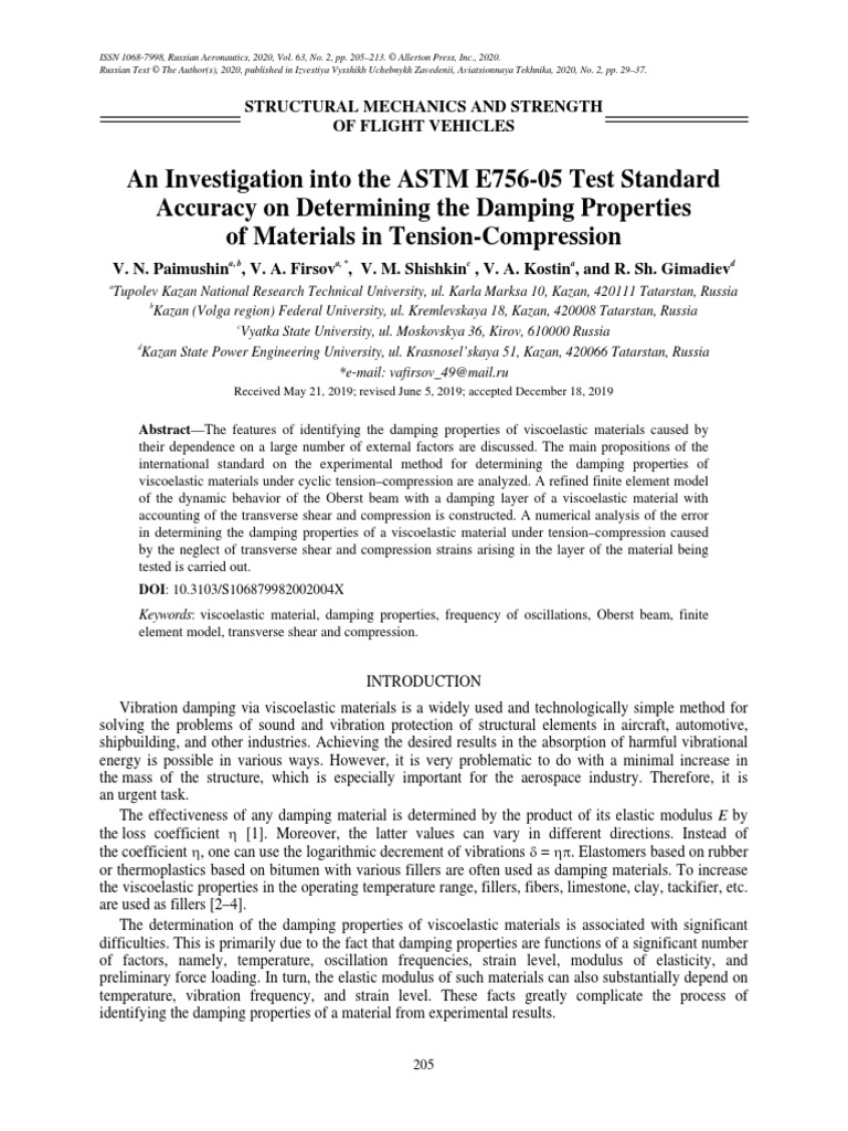 An Investigation Into The ASTM E75605 Test Standard Accuracy On Determining The Damping